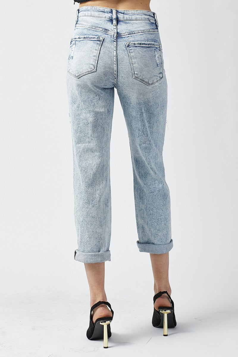 HIGH RISE BOYFRIEND DENIM JEANS | RISEN