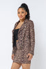 Leopard Print Suede Like Zip Up Jacket