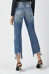 High Rise Straight Crop Denim Jeans | Risen