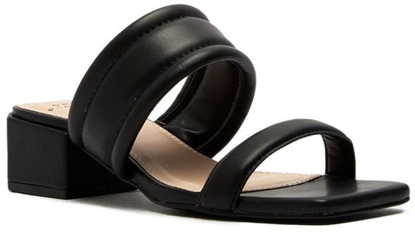 Dual Band Chunky Heel Slide Sandals - Black - Final Sale