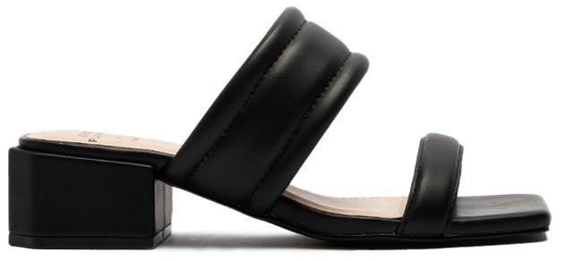 Dual Band Chunky Heel Slide Sandals - Black - Final Sale