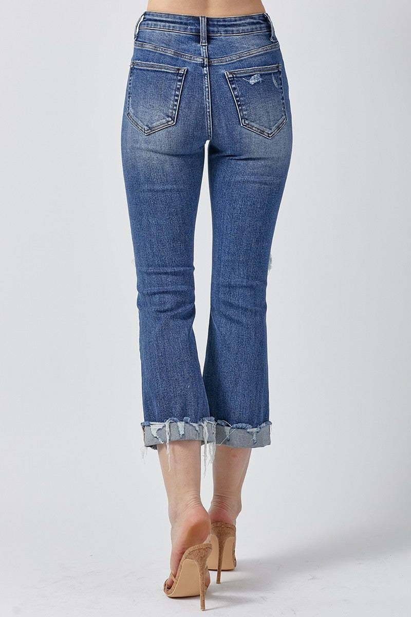 Distressed Capri w/ Cuff Denim Jeans | Risen - Final Sale