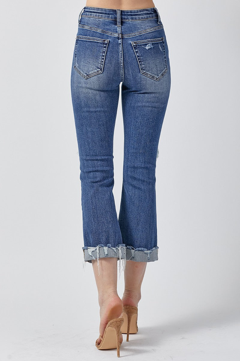 Distressed Capri w/ Cuff Denim Jeans | Risen