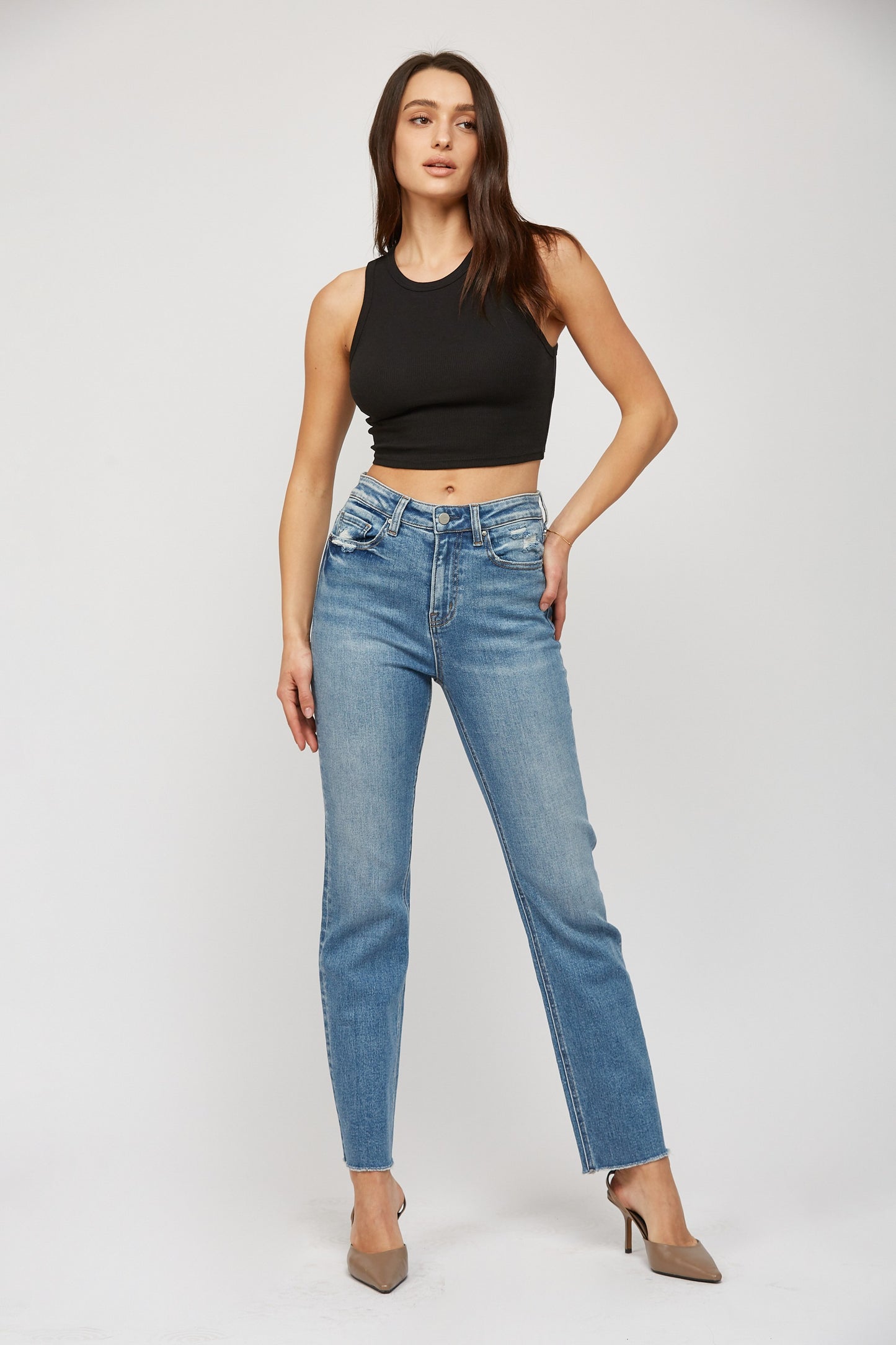 MICA | The Aniello Super High Rise Straight Denim Jean