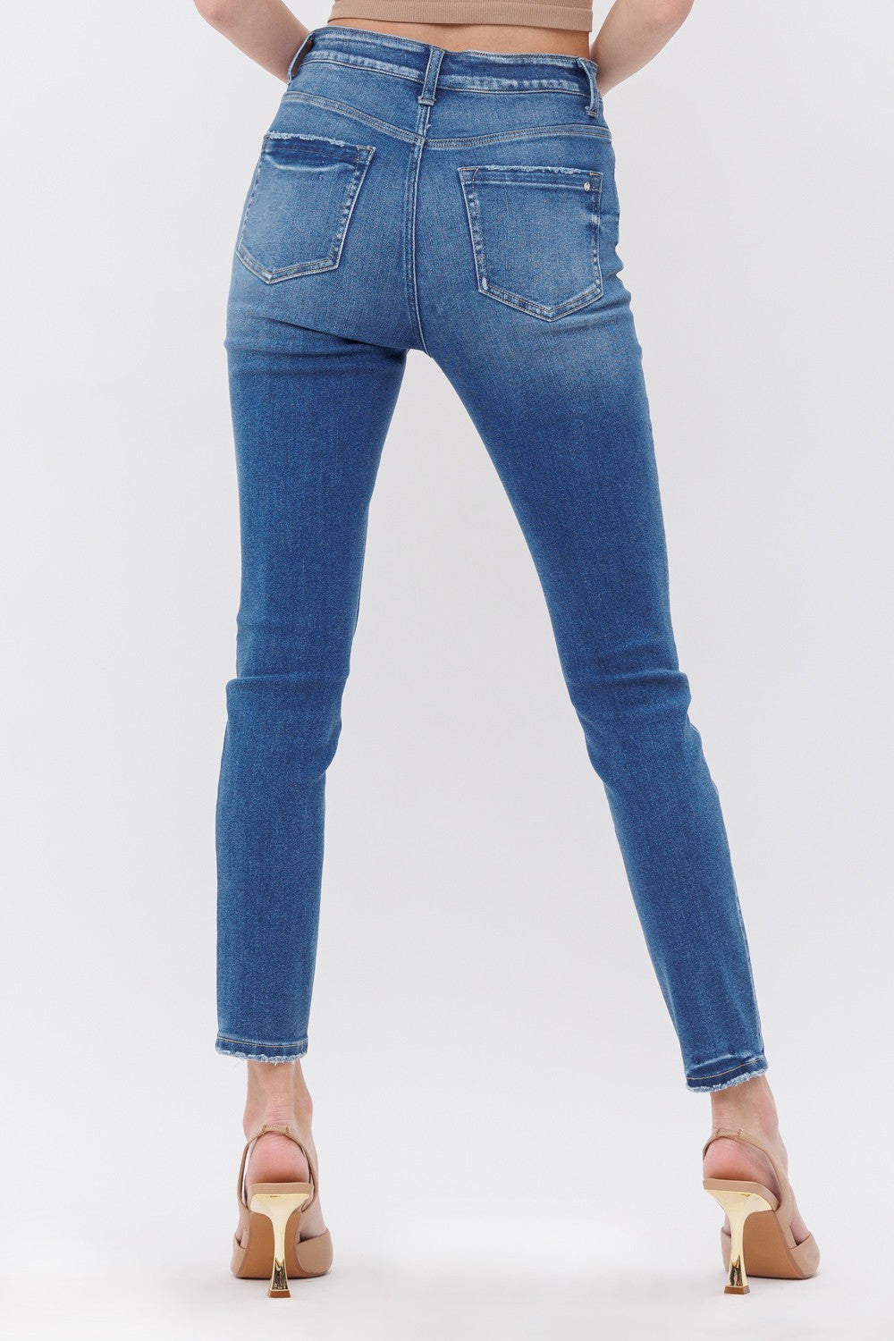 Medium Wash High Rise Ankle Skinny | Mica