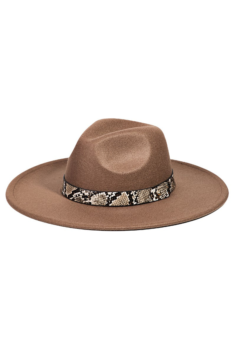 Snakeskin Print Fedora Hat