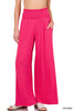 Fuchsia Smocked Wide Leg Pants