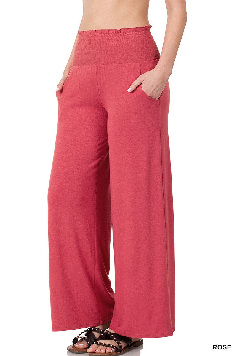 Rose Smocked Wide Leg Pants