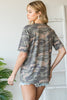 Split Neck Camo Top