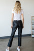 Faux Leather Straight Slit Pants