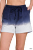 French Terry Dip Dye Drawstring Waist Shorts