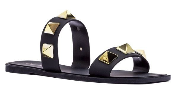 Black Studded Jelly Slide Sandals - Final Sale