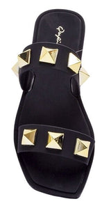 Black Studded Jelly Slide Sandals - Final Sale
