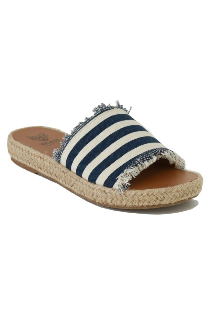 Navy Stripe Espadrille Sandals - Final Sale