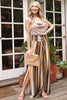 Printed Side Slit Smocked Waist Wide Pants