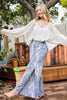 Printed Side Slit Smocked Waist Wide Pants