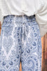 Printed Side Slit Smocked Waist Wide Pants