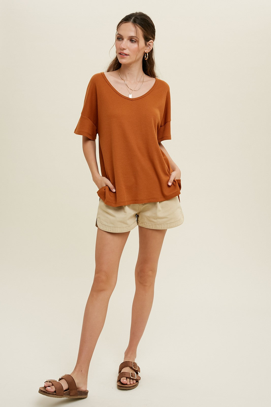 Mini Waffle High Low Knit Top *30A OCTOBER LIVE PREVIEW