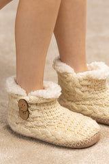Oatmeal Hand Knitted Coconut Button Slippers - Final Sale