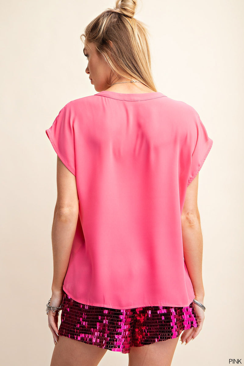 Chic Short Sleeve Blouse Top