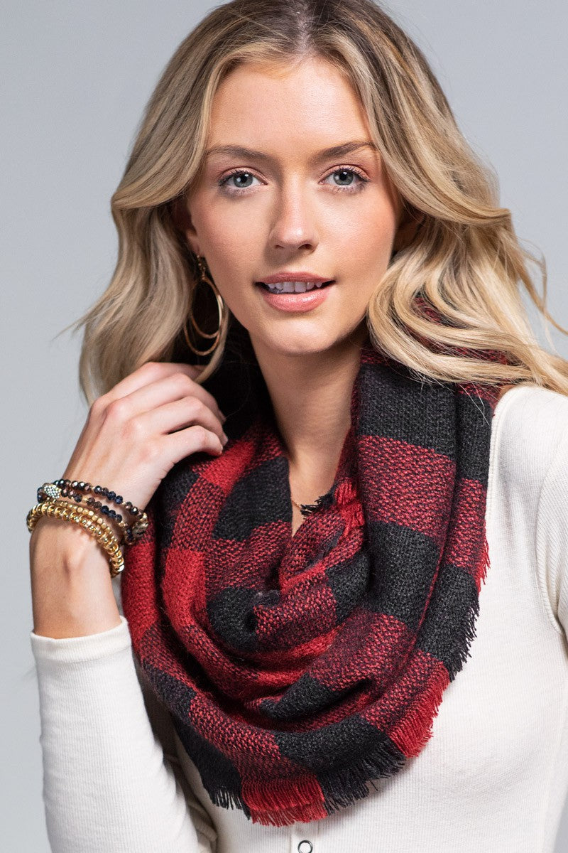 Red/Black Buffalo Plaid Infinity Scarf - DEAL