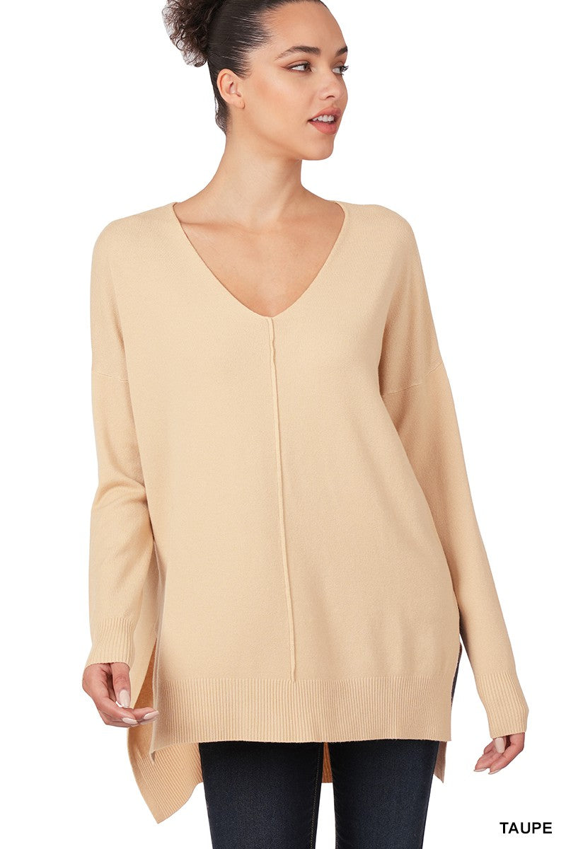 Hi-Low Everyday V-Neck Sweater