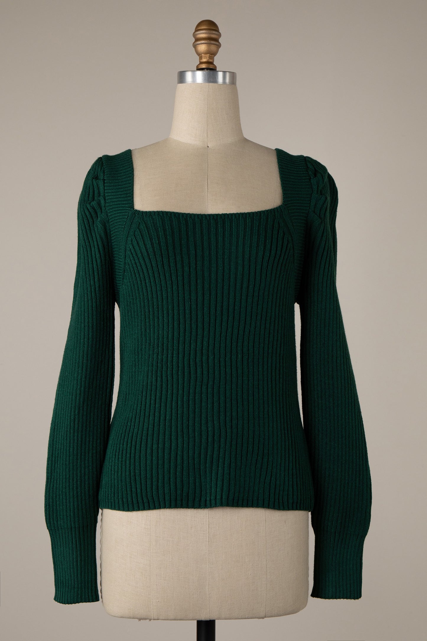 Ribbed Cable Knit Fitted Sweater