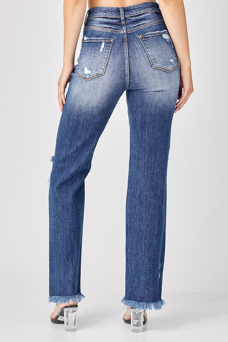 High Rise Straight Denim Jeans- RISEN