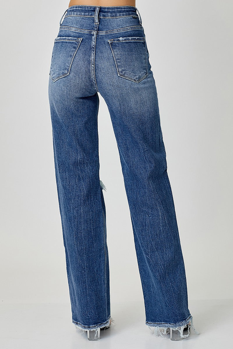 High Rise Ripped Wide Leg Denim Jeans | Risen