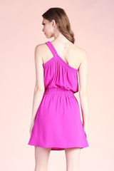 The Valerie Orchid Textured One Shoulder Dress