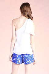 The Addison White Satin One Shoulder Top - Final Sale