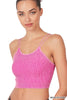 neon hot pink Washed Ribbed Seamless Double Strap Brami | Zenana