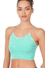 Mint Washed Ribbed Seamless Double Strap Brami | Zenana