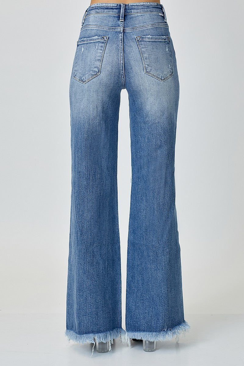 Mid Rise Button Down Wide Leg Denim Jeans | Risen - Final Sale