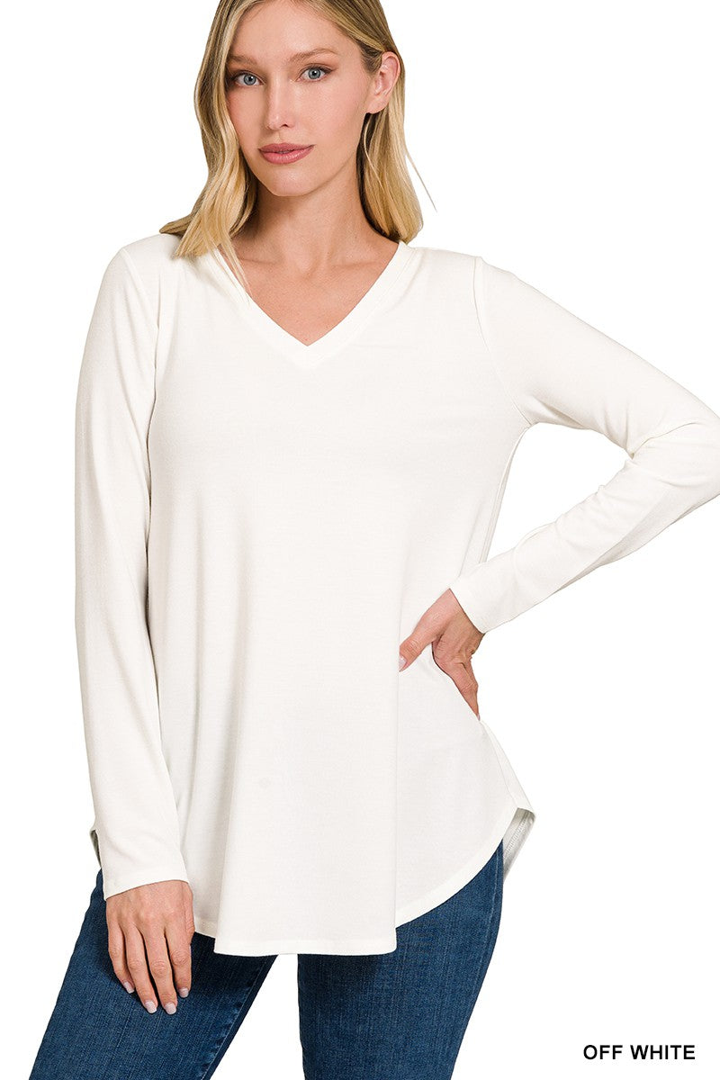 The Classic Long Sleeve V-Neck Top - Final Sale