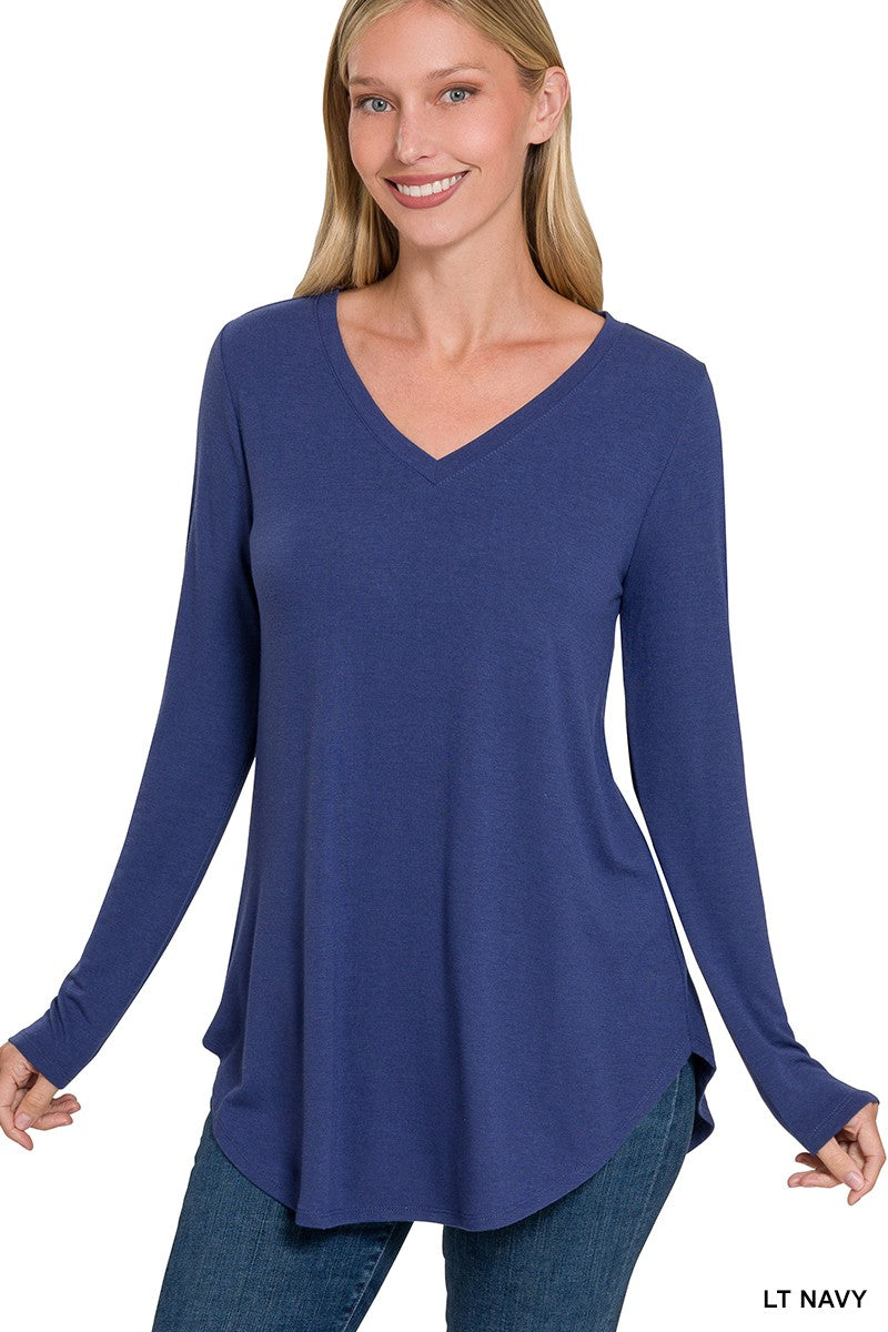 The Classic Long Sleeve V-Neck Top - Final Sale