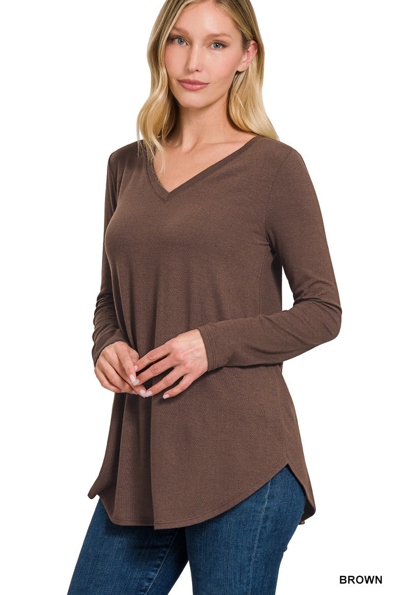 The Classic Long Sleeve V-Neck Top - Final Sale