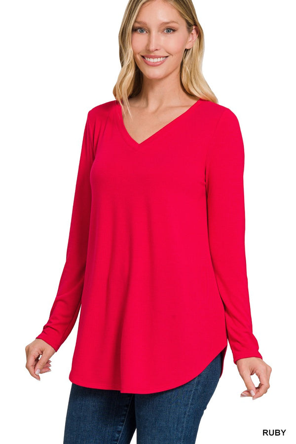 The Classic Long Sleeve V-Neck Top - Final Sale