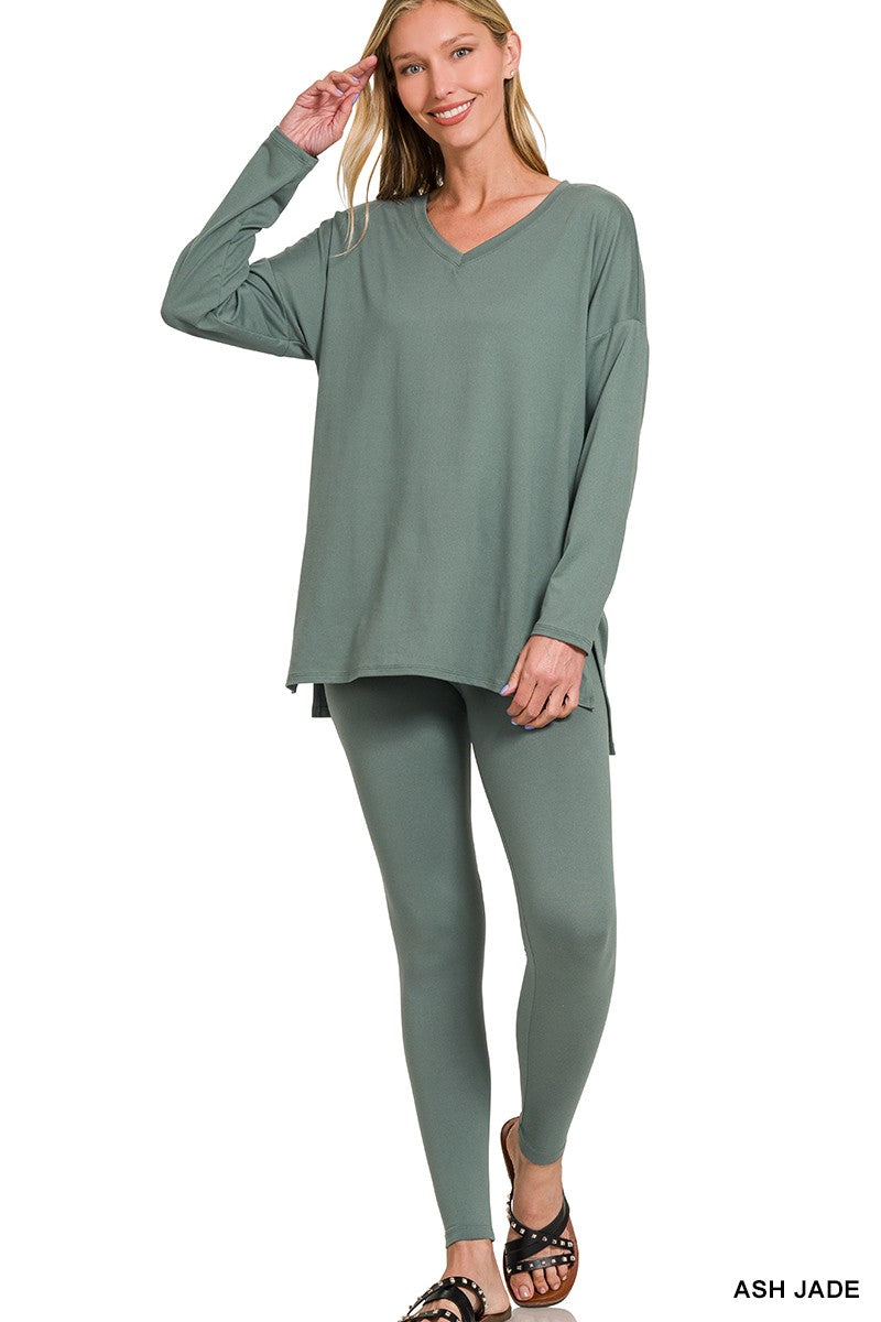 Long Sleeve V-Neck Microfiber Lounge Set**DEAL - COUPON EXCLUDED