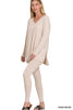 Long Sleeve V-Neck Microfiber Lounge Set - Part 2 - Final Sale