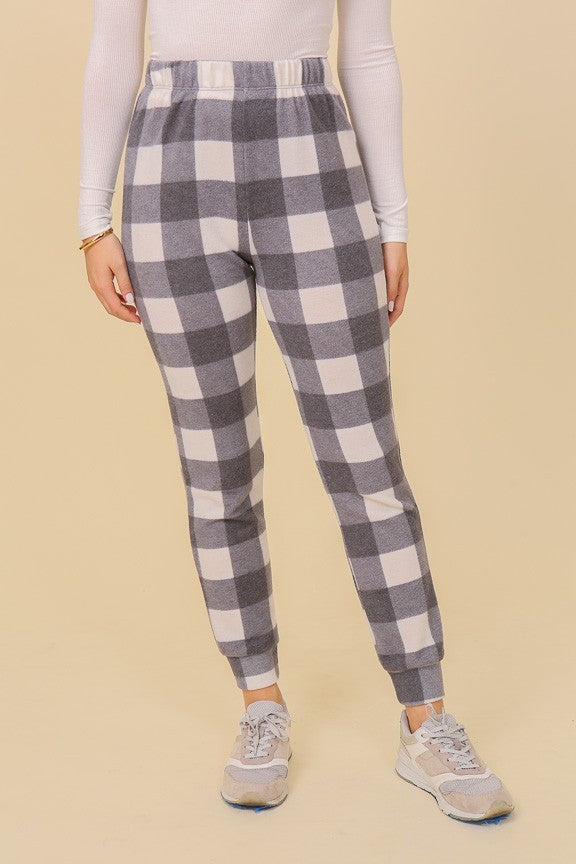 Cozy Plaid Print Jogger Pants* - Final Sale