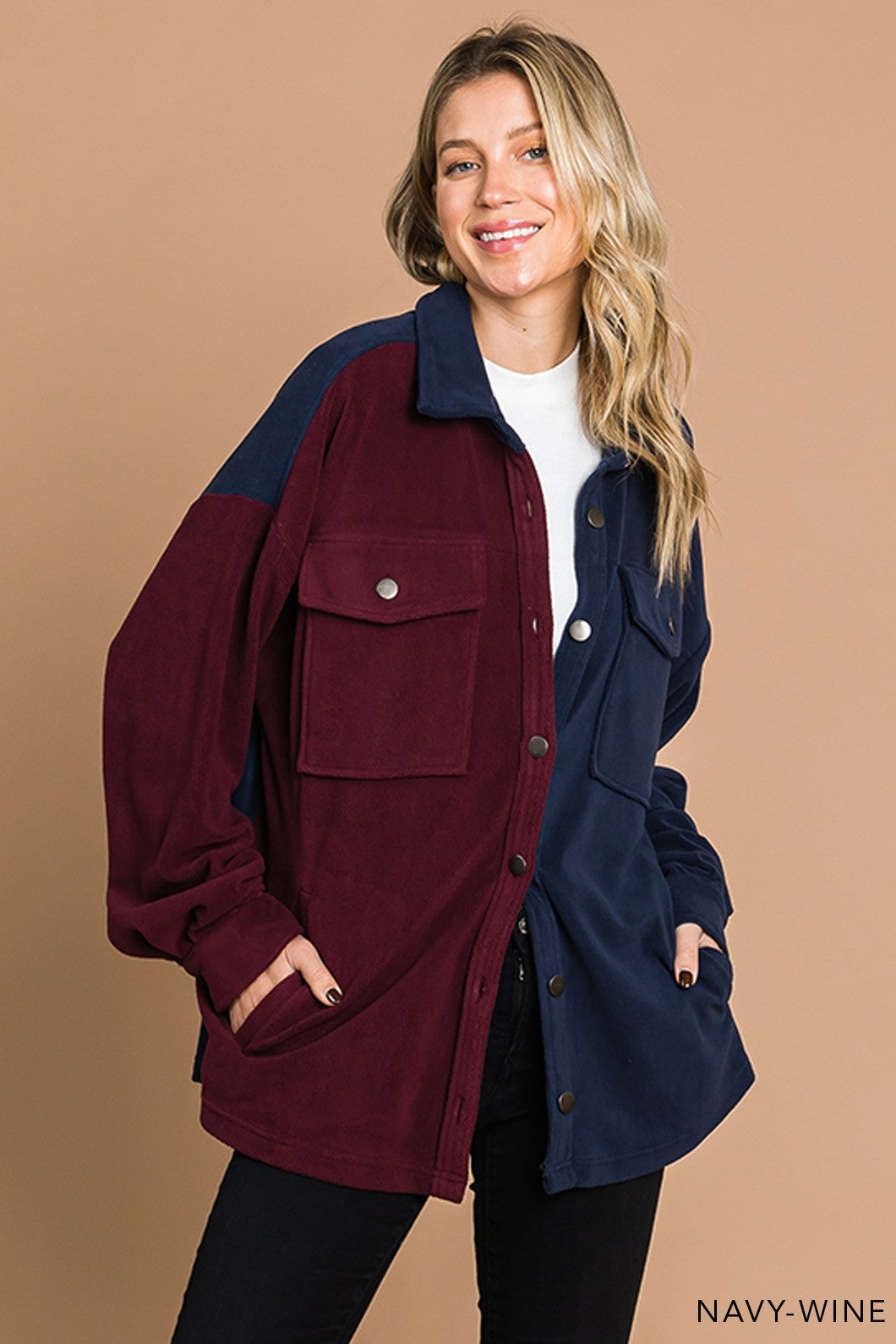 Warm Brushed Terry Button Down Shirts Jacket