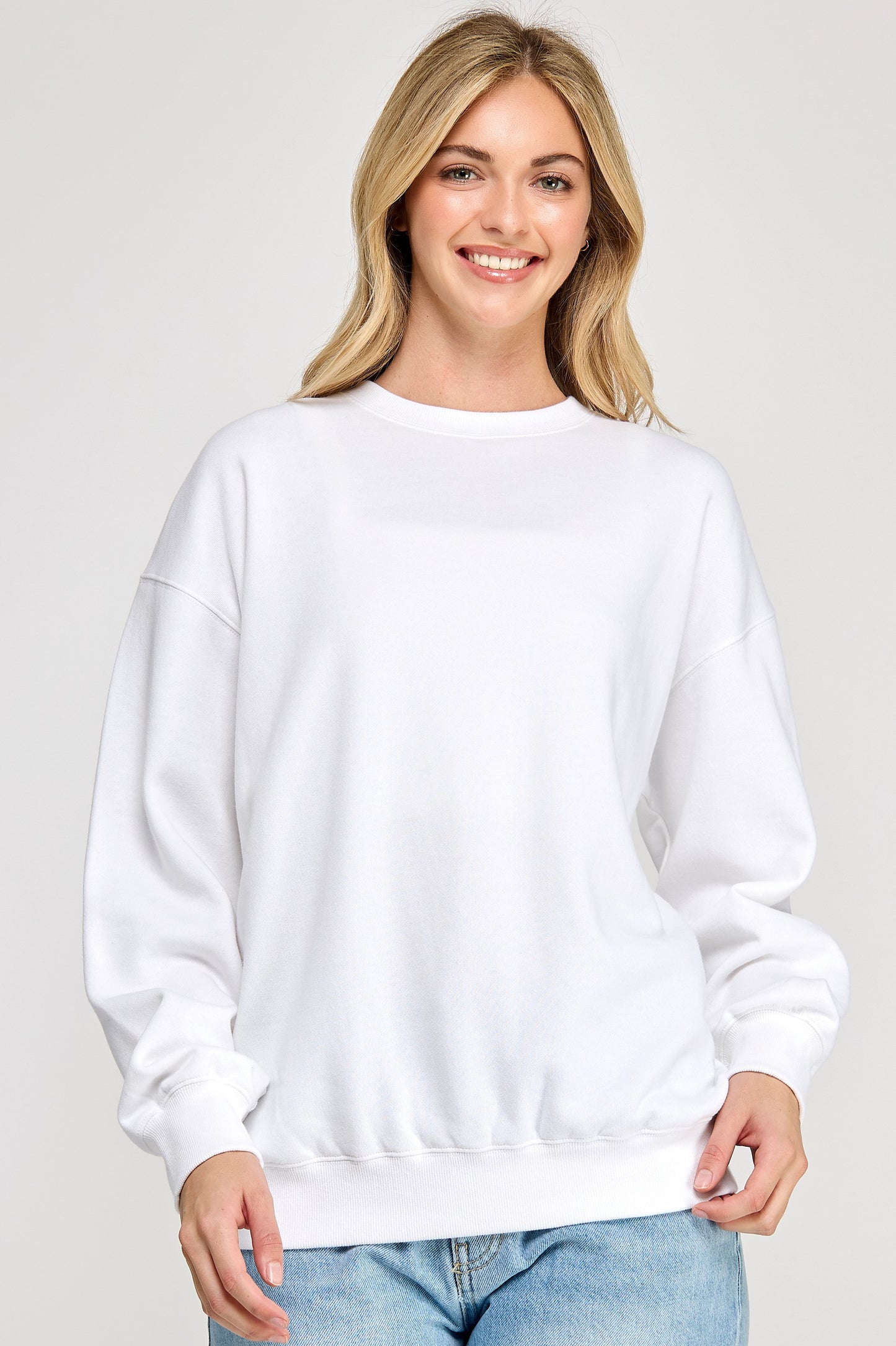 Fleece Relaxed Fit Oversized Crew Neck Sweatshirt - Final Sale