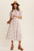 Flower Print Button Front Ruffles Maxi Dress