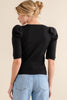 Puffed Half Sleeve Rib Basic Top