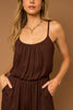 Cropped Spaghetti Strap Jumpsuit - Brown - Final Sale