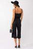 Cropped Spaghetti Strap Jumpsuit - Black