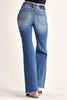 MID RISE DISTRESSED FLARE JEANS | RISEN - Final Sale