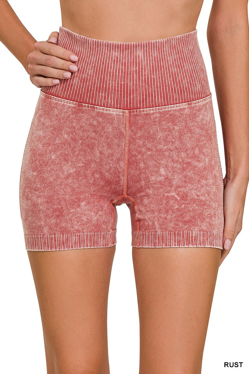 Washed Seamless High Waisted Shorts | ZENANA *DEAL