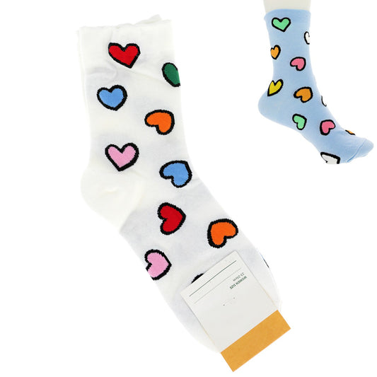 LOTS OF LOVE KNIT MULTICOLOR HEART SOCKS - Final Sale